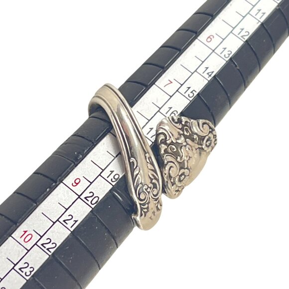 Antique-Inspired Sterling Silver Spoon Ring Ornate Floral Size 8 - Picture 11 of 11